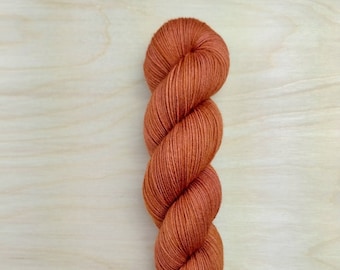 RUST - Handdyed Tonal Yarn, Fingering/Sock Weight, 75/25 Merino Wool & Nylon