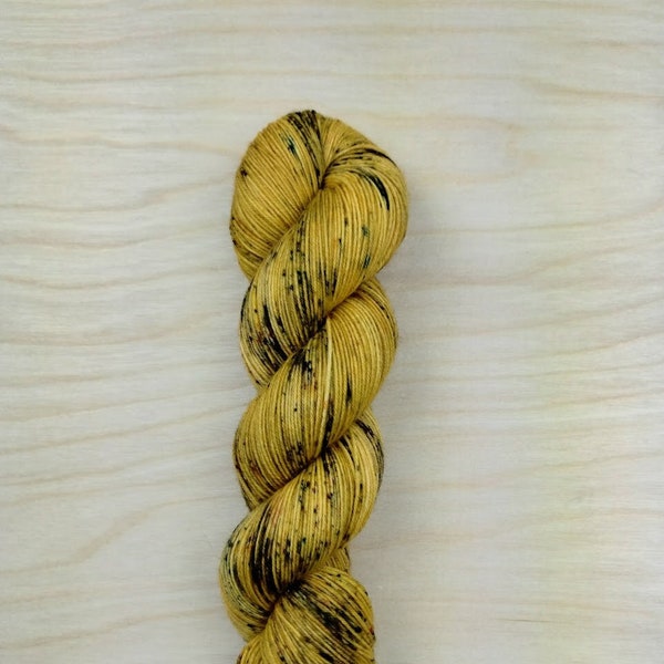 BRASS - Handdyed Speckled Yarn, Fingering/Sock Weight, 75/25 Merino Wool & Nylon