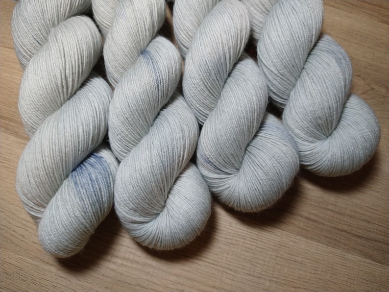 STRATUS Handdyed Tonal Yarn, Light Gray, Fingering/Sock Weight, 75/25 Merino Wool & Nylon image 9