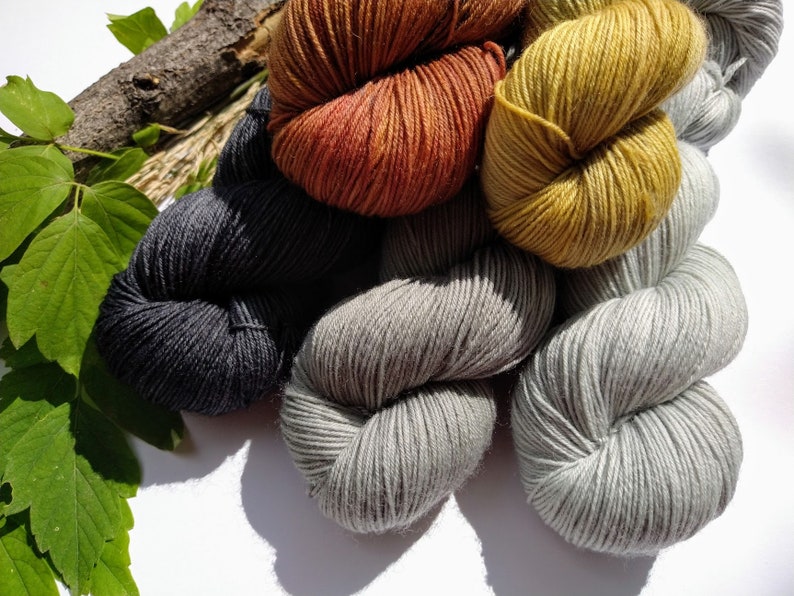 STRATUS Handdyed Tonal Yarn, Light Gray, Fingering/Sock Weight, 75/25 Merino Wool & Nylon image 10
