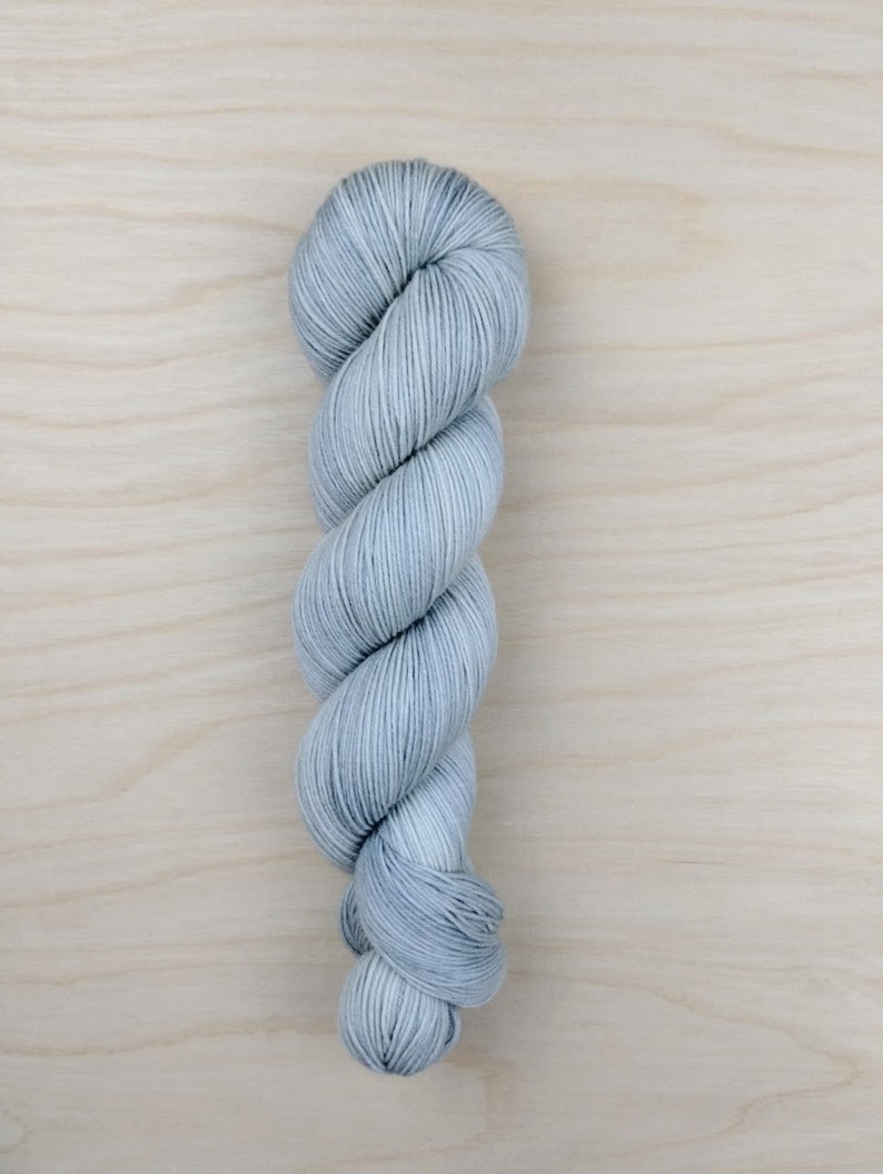 STRATUS Handdyed Tonal Yarn, Light Gray, Fingering/Sock Weight, 75/25 Merino Wool & Nylon image 1