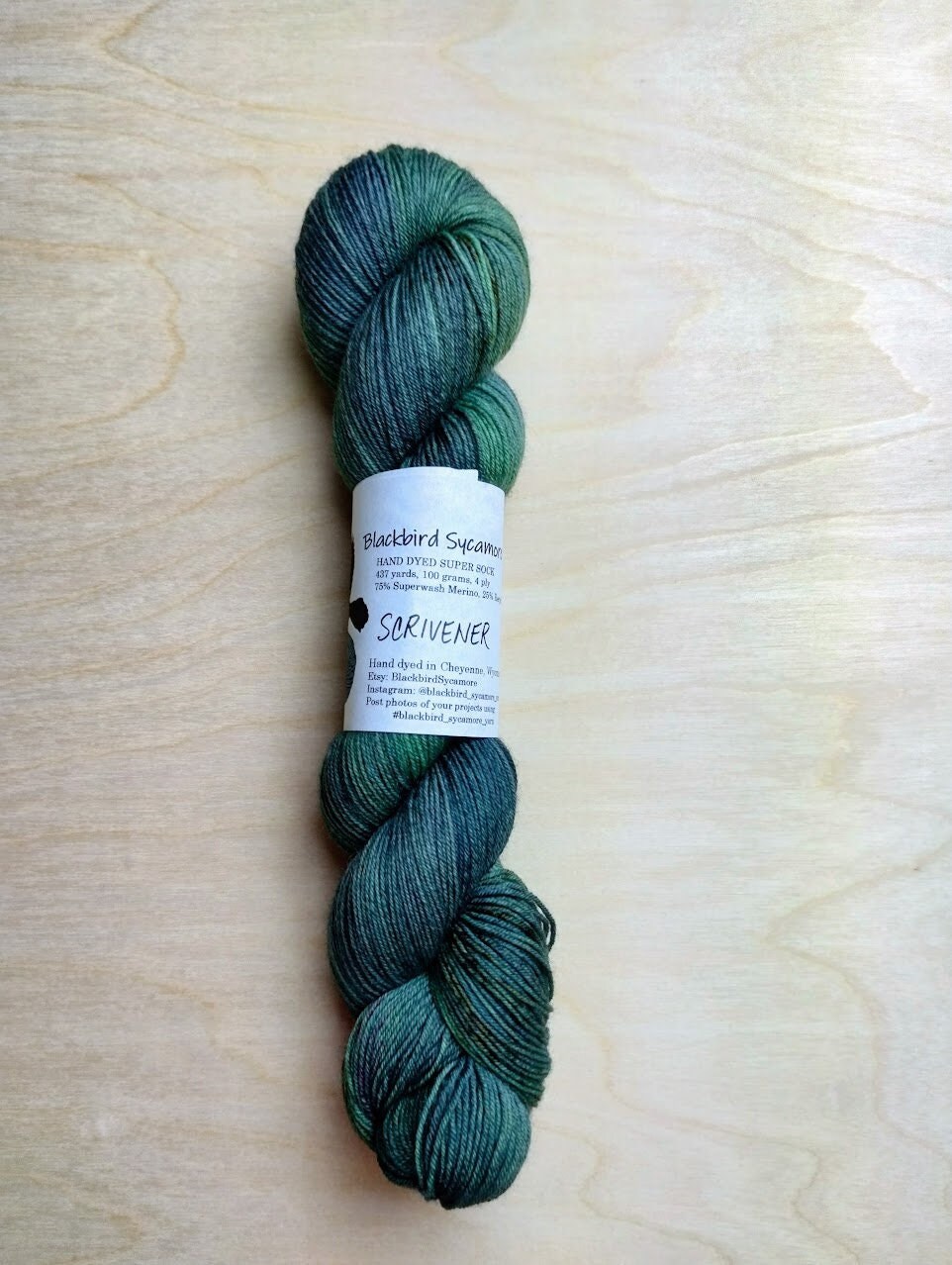 Vintage Poly Soft Worsted Weight Olefin 4 Ply Yarn - 1 Skein Forest Green  #51