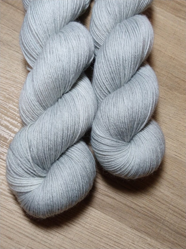 STRATUS Handdyed Tonal Yarn, Light Gray, Fingering/Sock Weight, 75/25 Merino Wool & Nylon image 8