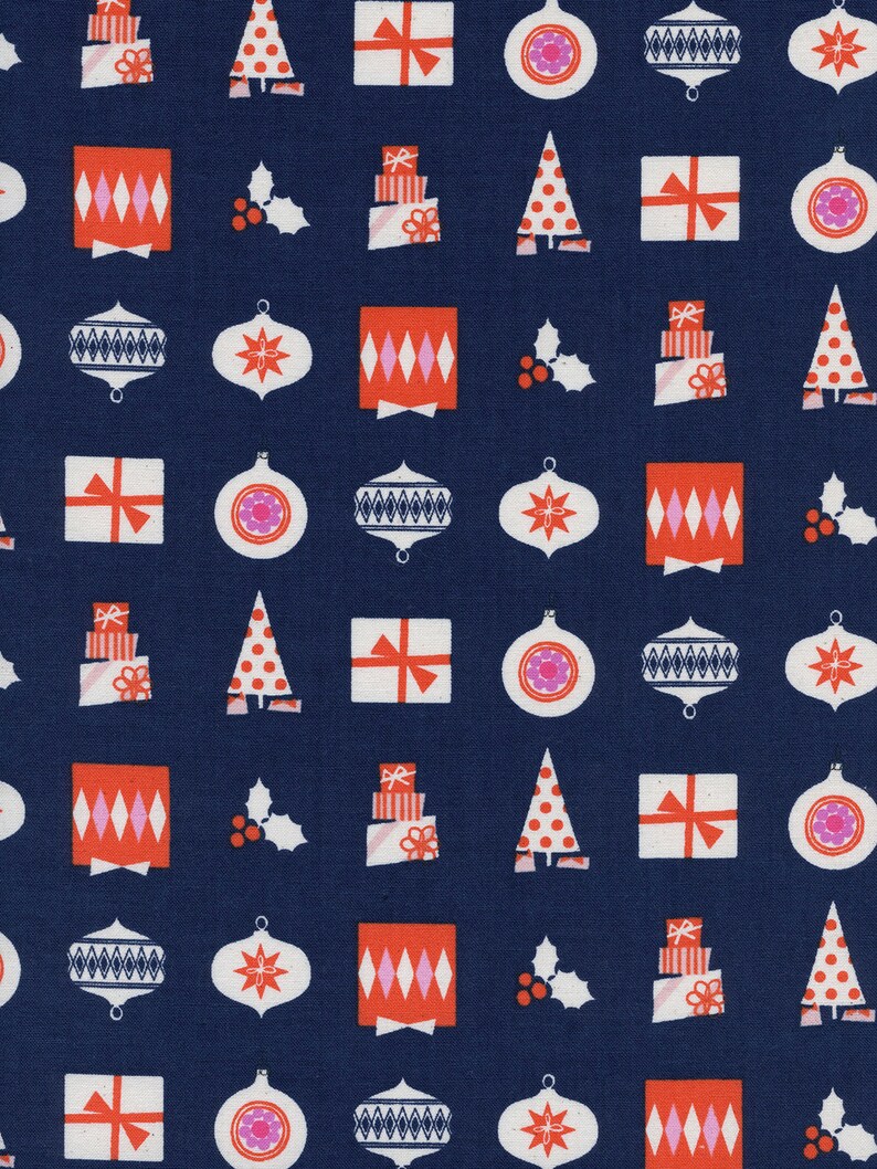 Cotton Steel Noel Wrapped up Navy Etsy