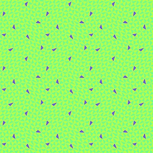 May include: A vibrant, abstract pattern featuring a repeating geometric design. The background is a bright, lime green color, overlaid with a mosaic of smaller, lighter green triangles. Scattered throughout are small, purple triangles.
