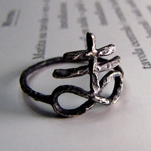 Leviathan Cross ring SULFUR symbol ring - satan symbol Sulfur ring Sterling silver alchemy occultism occult esoteric Satanic jewelry