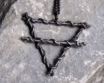 EARTH symbol - Earth Necklace Sterling silver alchemy occultism occult esoteric Earth element - WICCA Necklace - HANDMADE. made in Italy