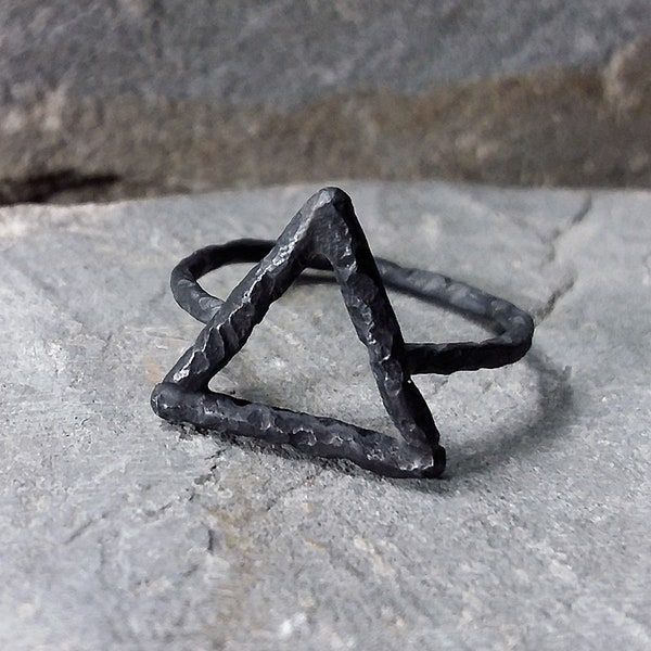 FIRE ELEMENT ring - Fire Alchemy symbol - occultism occult esoteric wicca ring - handmade in Italy.