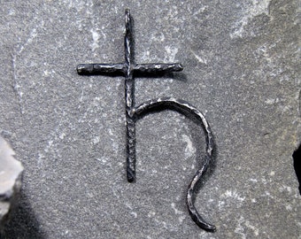 SATURN GLYPH Necklace glyph of Saturn Pendant Gothic saturn Necklace Occultism Esoteric Symbol Choker - HANDCARVED in Italy