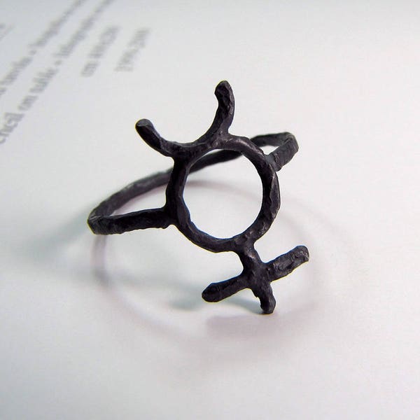 MERCURY symbol - Mercury ring - Planet Mercury symbol - Alchemy symbols - Occult Esoteric jewelry - HANDMADE - Made in Italy !!!