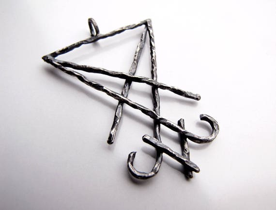 LUCIFERS'S SIGIL Necklace Seal of Satan Pendant Gothic Lucifers Necklace Occultism Esoteric Symbol Satanic Choker - HANDCARVED in Italy