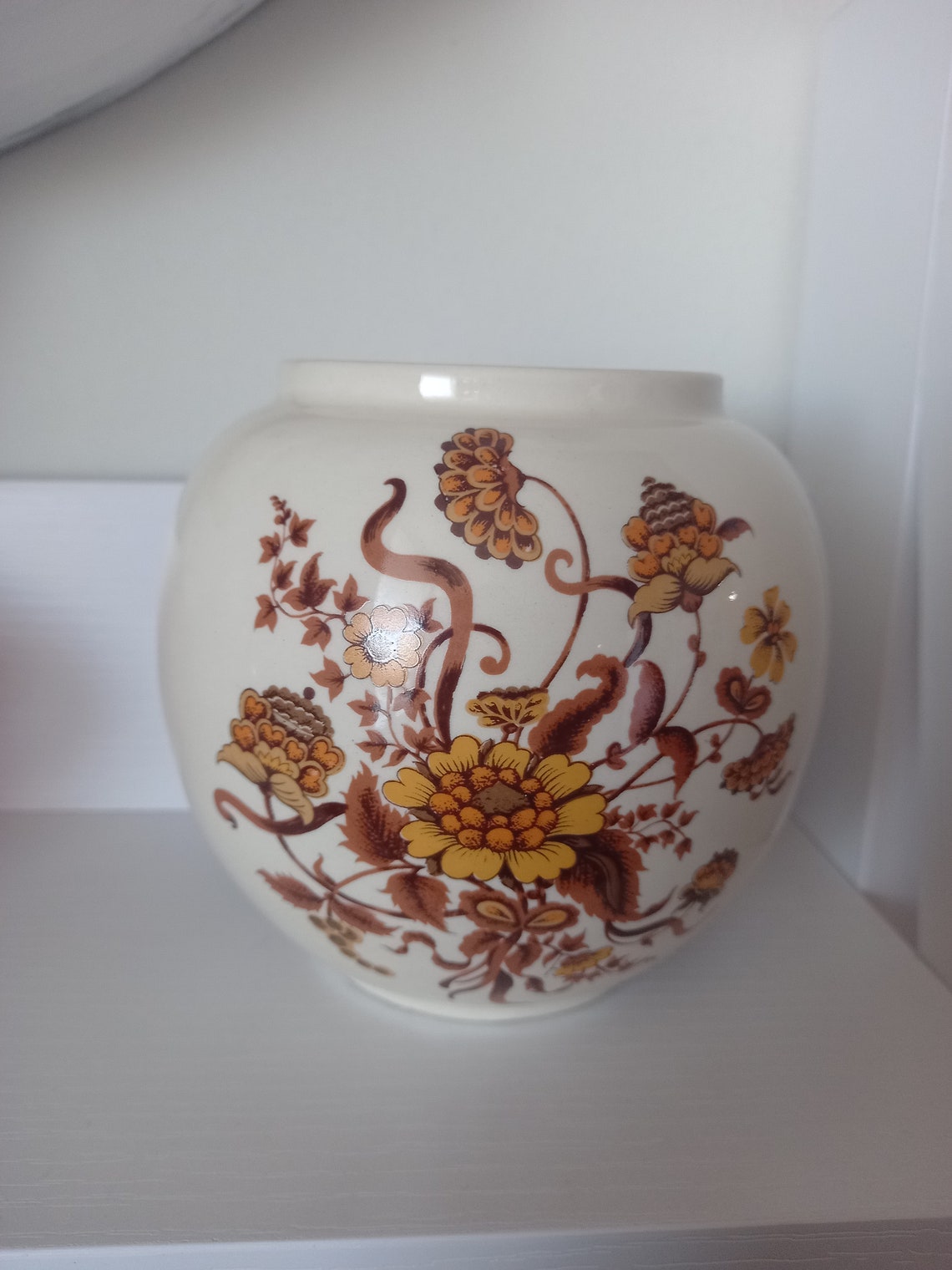 Vintage Sadler England Ginger Jar Orange Flowers Etsy