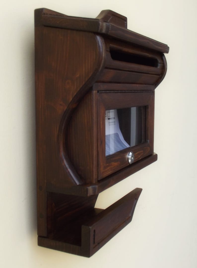 Handcrafted Mailbox modern design Dark Walnut Color Handmade Wooden Mailbox Letter box