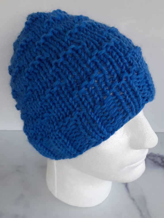 Quick Knitted Hat Kit, Periwinkle Blue Hat Kit With Alpaca Yarn
