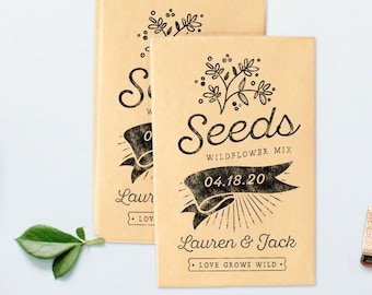 Seed Packet Stamp- Custom Seed Packet Favors- Shower, Wedding Favors- Seed Packet Labels- Wedding Stamp- Love Grows Wild- Let Love Grow