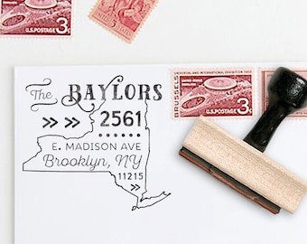 New York Return Address Stamp- Custom New York State Address Stamp- Unique Housewarming Gift- Personalized Newlywed Gift State Outline Stamp