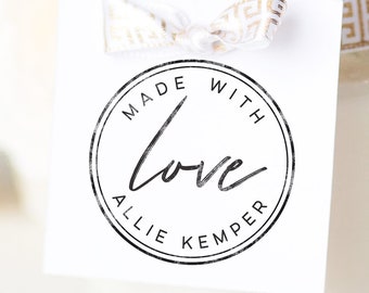 Stämpel för Made With Love, Made By Stamp, Handgjord stämpel, Handgjord stämpel, Stämpel för företagswebbplats, Anpassad stämpel för småföretag