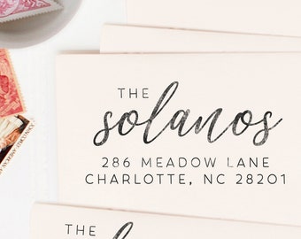 Custom Return Address Stamp, Modern Calligraphy Script Stamp, Custom Wedding Address Stamp, Housewarming Personalized Gift, Wedding Stamp