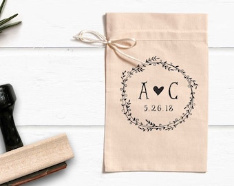 Monogram Stamp- Custom Initials Stamp- Wedding Stamp- Wedding Monogram Stamp- Custom Wooden Stamp- Laurel Wreath Stamp- Initials Monogram