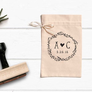 Monogram Stamp- Custom Initials Stamp- Wedding Stamp- Wedding Monogram Stamp- Custom Wooden Stamp- Laurel Wreath Stamp- Initials Monogram