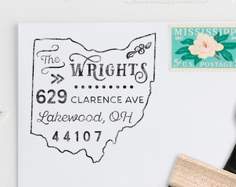 Ohio Return Address Stamp- Custom Ohio State Address Stamp- Unique Housewarming Gift- PersonalizedNewlywed Gift- State Outline Address Stamp