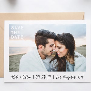 Save The Date, Modern Classic Save the Date, Calligraphy Style, Polaroid Photo Save Our Date, Custom Minimalist Photo Save the Date Prints