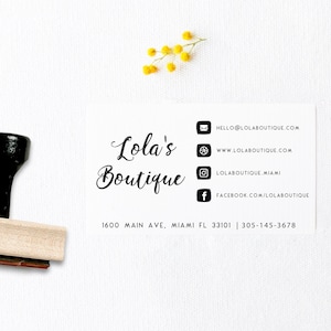 Business Card Stamp - Custom Business Card - Social Media Stamp - Small Business Stamp- Social Media Icon Stamp - Custom Business Stamp