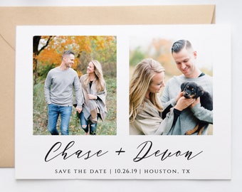 Save The Date, Modern Classic Save the Date, Calligraphy Style, Polaroid Photo Save Our Date, Custom Minimalist Photo Save the Date Prints