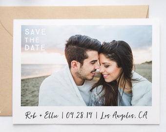 Save The Date, Modern Classic Save the Date, Calligraphy Style, Polaroid Photo Save Our Date, Custom Minimalist Photo Save the Date Prints