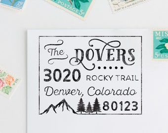 Colorado Return Address Stamp- Custom Colorado Mountain State Address Stamp- Unique Housewarming Newlywed Gift- Mountain Address Wood Stamp