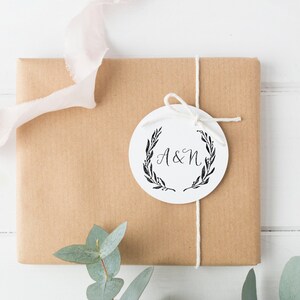 Custom Monogram Stamp, Initials Stamp, Wedding Monogram Stamp, Custom Wedding Logo, Laurel Wreath Rustic Stamp, Custom Monogram Favors image 1