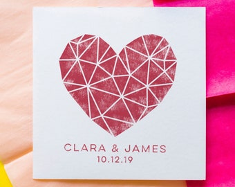Geometric Heart Stamp, Custom Wedding Stamp, Personalized Wedding Favor Tags, Custom Rubber Stamp, DIY Wedding Favors, Geometric Wedding