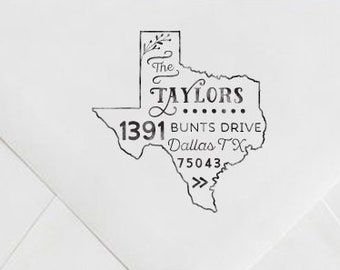 Texas Return Address Stamp- Custom Texas State Address Stamp- Unique Housewarming Gift- Personalized Newlywed Gift- State Outline Stamp