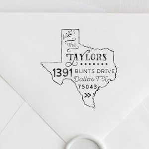Texas Return Address Stamp- Custom Texas State Address Stamp- Unique Housewarming Gift- Personalized Newlywed Gift- State Outline Stamp