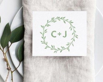 Monogram Stamp- Custom Initials Stamp- Wedding Stamp- Wedding Monogram Stamp- Custom Wooden Stamp- Laurel Wreath Stamp- Initials Monogram
