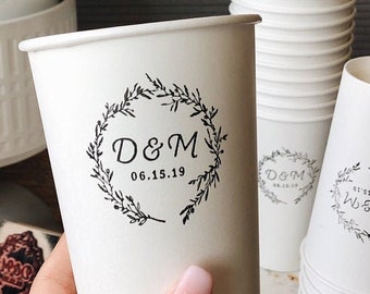 Monogram Stamp, Custom Initials Stamp, Wedding Stamp, Wedding Monogram Stamp, Custom Wooden Stamp, Laurel Wreath Stamp, Initials Monogram