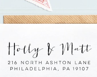 Custom Return Address Stamp, Modern Calligraphy Script Stamp, Custom Wedding Address Stamp, Housewarming Personalized Gift, Wedding Stamp