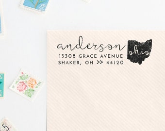 Any State Custom Stamp - Custom State Address Stamp - State Outline Silhouette Stamp - Ohio Stamp - Housewarming Gift Stamp - State Address