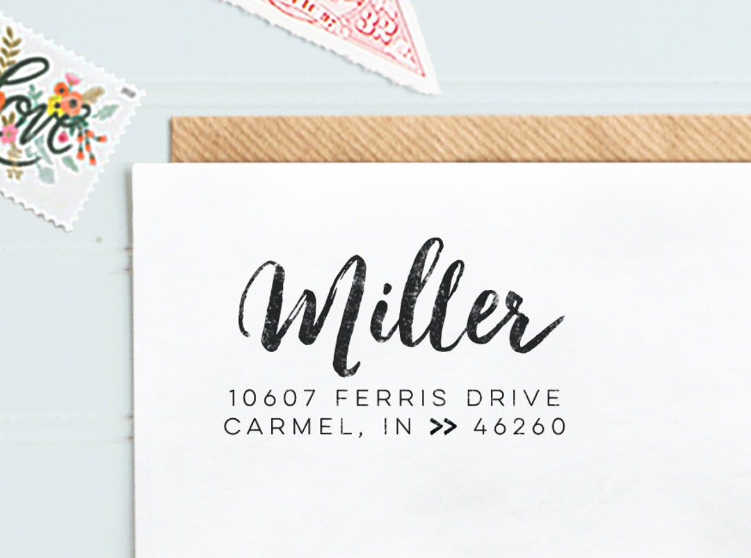 Customizable Script Font Return Address Stamp Custom Return Address Stamp, Modern Calligraphy Script Stamp, Custom ...