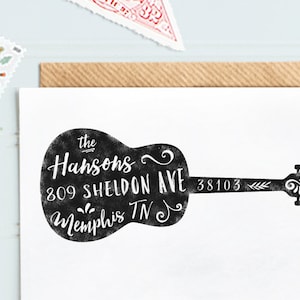 Guitar Address Stamp, Custom Guitar Music Stamp, Unique Address Stamp, Unique Housewarming Gift, Custom Personalized Guitar Gift, Music