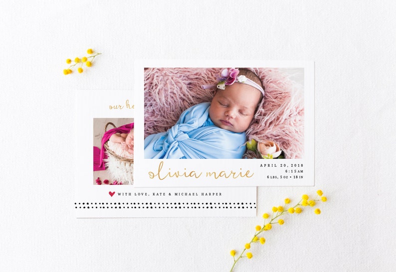 birth announcement cards etsy