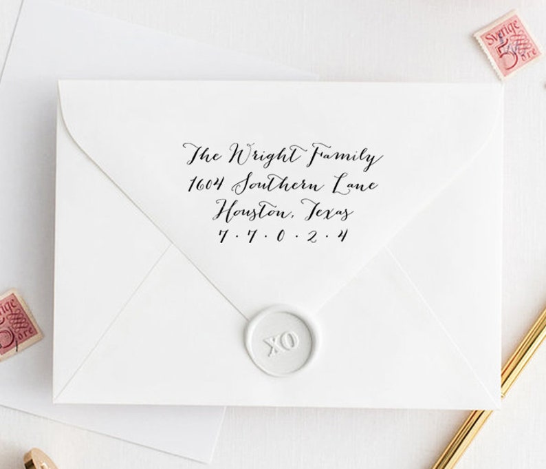 Calligraphy Return Address Stamp - Handwritten Calligraphy Address ...