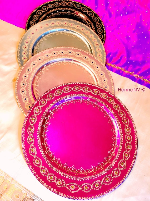 Henna Plates in Assorted Designs & Colors Receive a Set of 6 Etsy