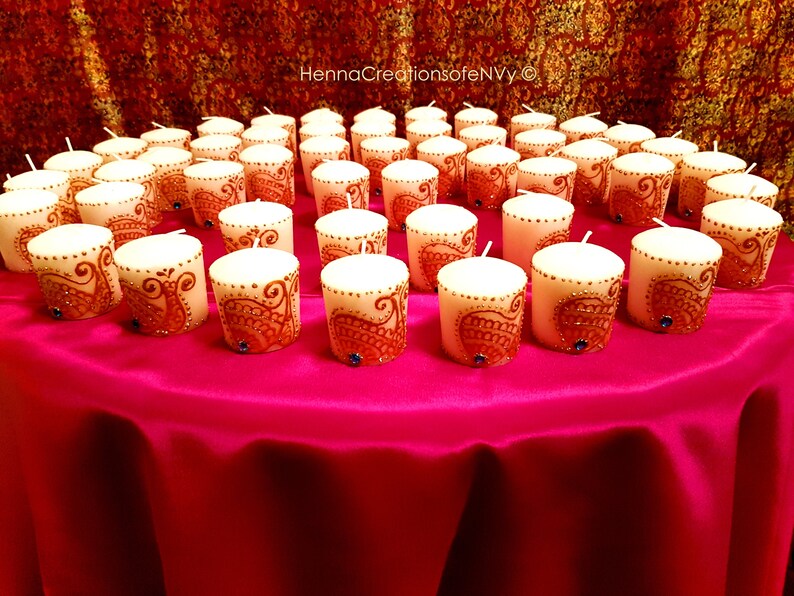 100 Dazzling Henna Candles With Jewel Tone Gemstones Set of Etsy