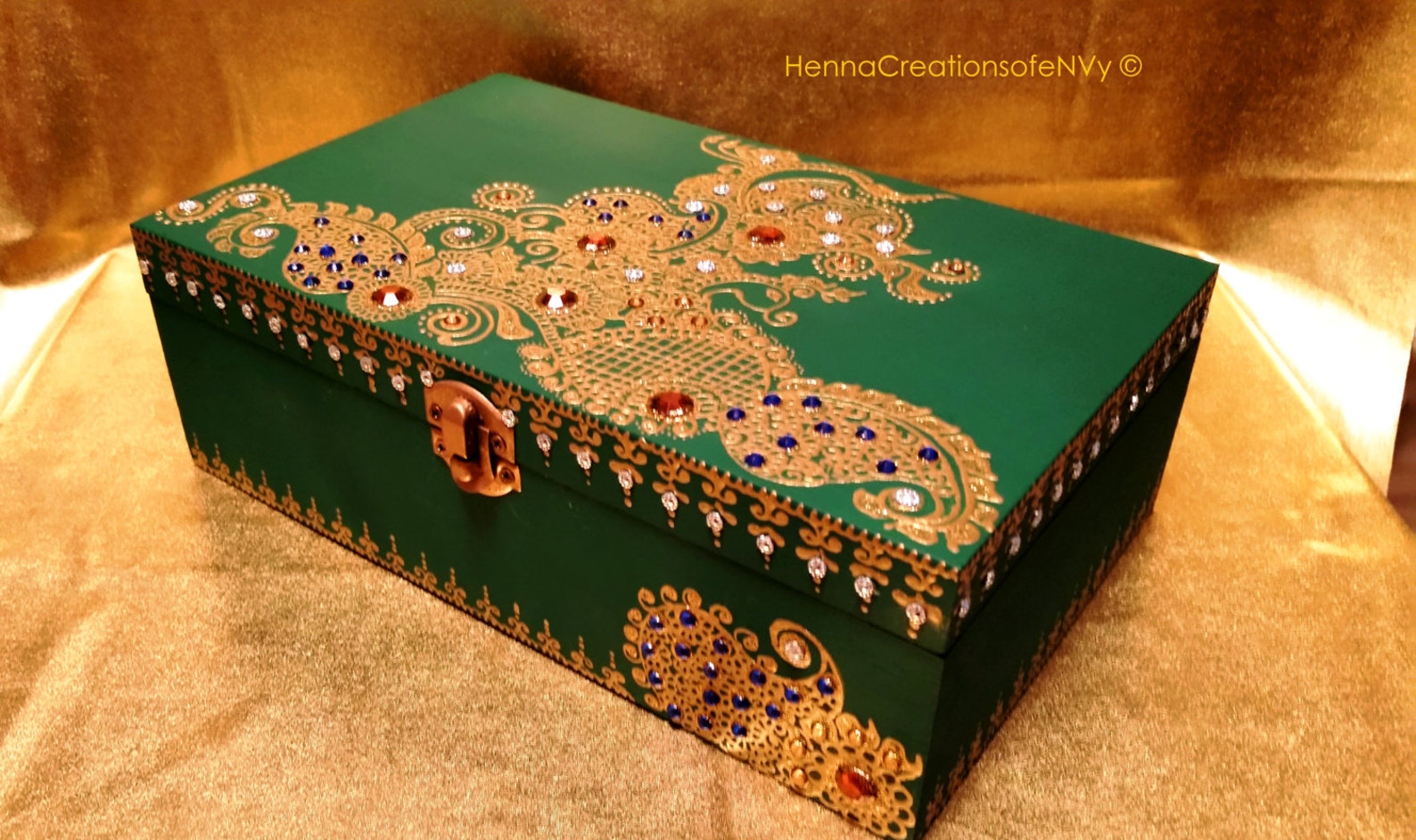 Emerald Green Peacock Keepsake Jewelry Box With Amber Etsy Canada