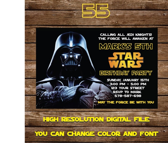 star wars invitation card