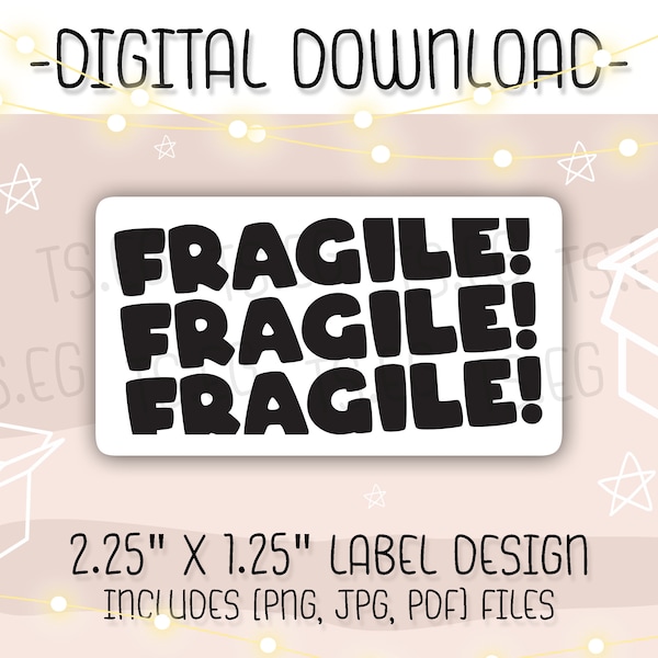 Thermal Label Printable Design | Fragile Fragile Fragile | Small Business Packaging Stickers | PNG | JPG | PDF | Handle With Care