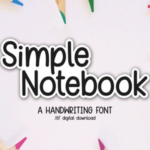 Fuente Simple Notebook: descarga digital instantánea: tipografía alfabética para tomar notas a mano para proyectos comerciales