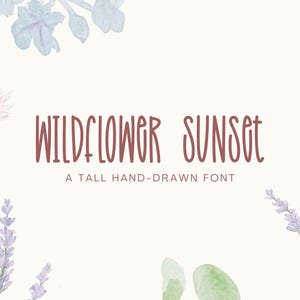 Wildflower Sunset Font | Tall Font, Skinny Font, Cricut Font, Cute Font, Cute Font, Smooth Font, Craft Font, Pretty Font, Procreate Font