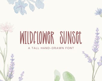 Wildflower Sunset Font | Tall Font, Skinny Font, Cricut Font, Cute Font, Cute Font, Smooth Font, Craft Font, Pretty Font, Procreate Font